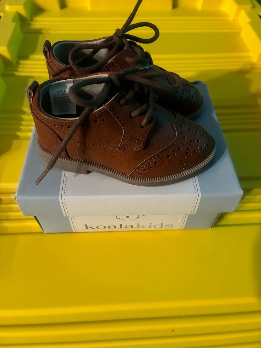 Two pairs Koala kids Classic Brown Kids Dress Shoes with Lace-Up Closure